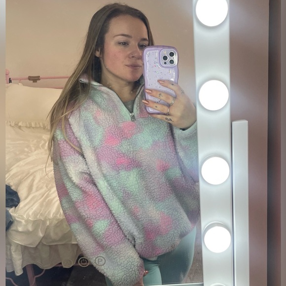 American Eagle Rainbow Sherpa 1/4 zip - Picture 1 of 4
